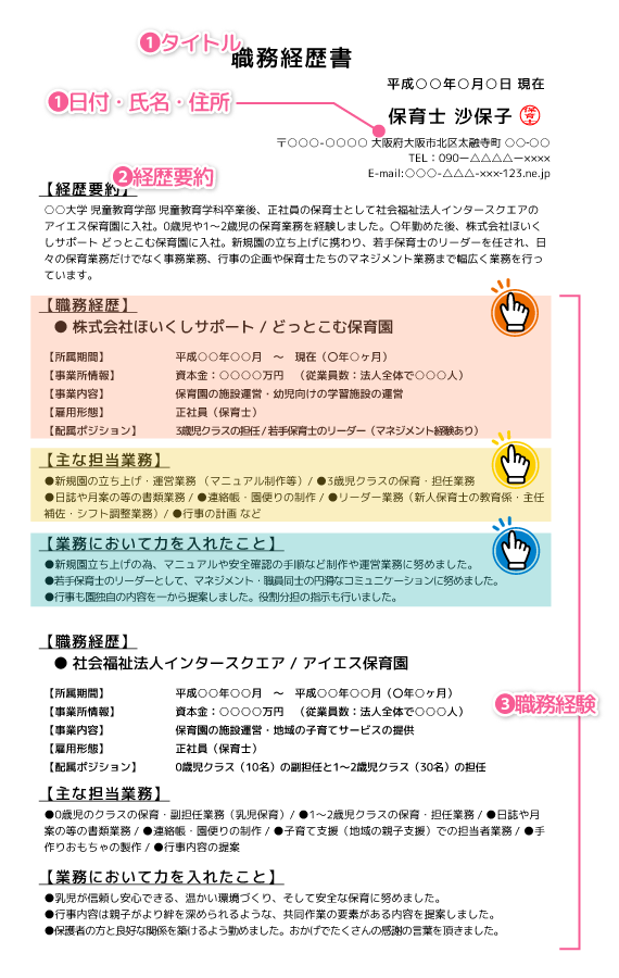 職務経歴書の項目サンプル
